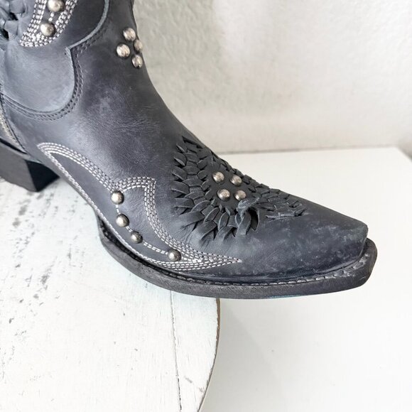 Lane COSSETTE Womens Black Cowboy Bootie 8 Western Cowgirl Short Ankle Boots - Picture 8 of 12